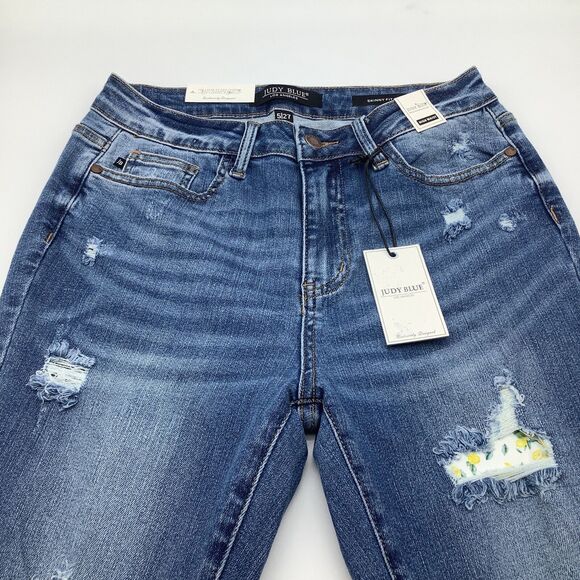 Judy Blue Womens Skinny High Waist Lemon Patch Distressed Jeans Size 5/27 NWT - Picture 6 of 13